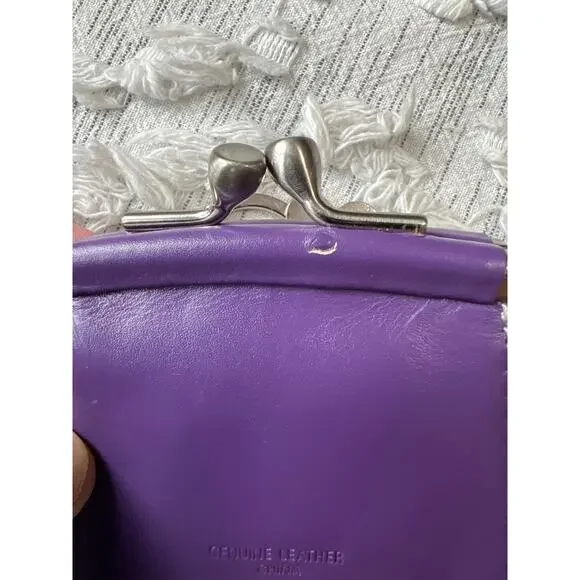 Vintage Fossil Purple Keychain Coin Purse Leather - Picture 4 of 6